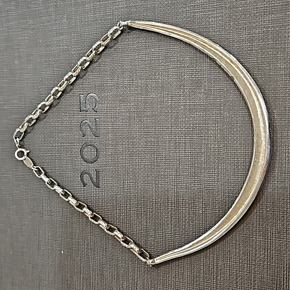 NAPIER VINTAGE SILVER HAMMERED CHOKER NECKLACE Circa 90s - Picture 2 of 7